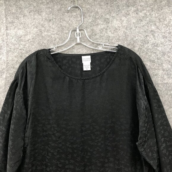 Eileen Fisher 100% Silk Top Womens S Oversized Relaxed Floral 3/4 Sleeve Tunic - Picture 3 of 9
